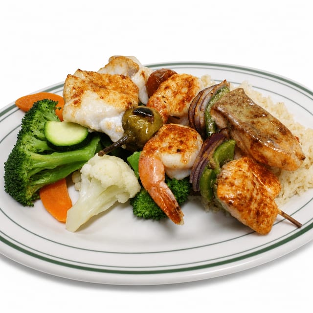 Seafood Kabobs.